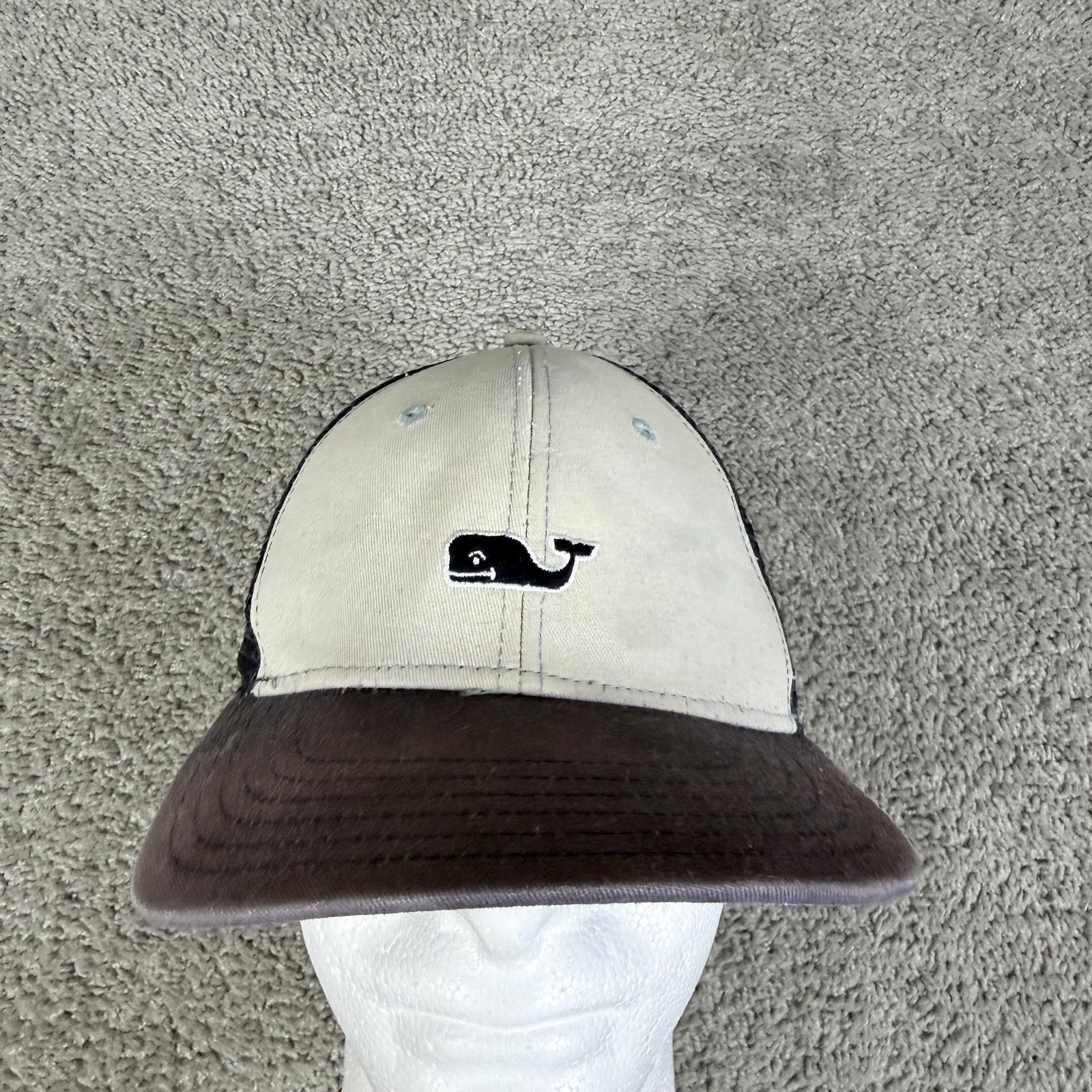 Vineyard Vines Hat Cap Snap Back Trucker Mens One Size Beige Mesh Embroidered